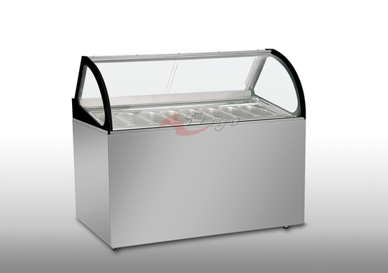 Gelato Display Case - Air Cooling - 2 Layers 5L Pans - Save Extra Freezer Curved Shape